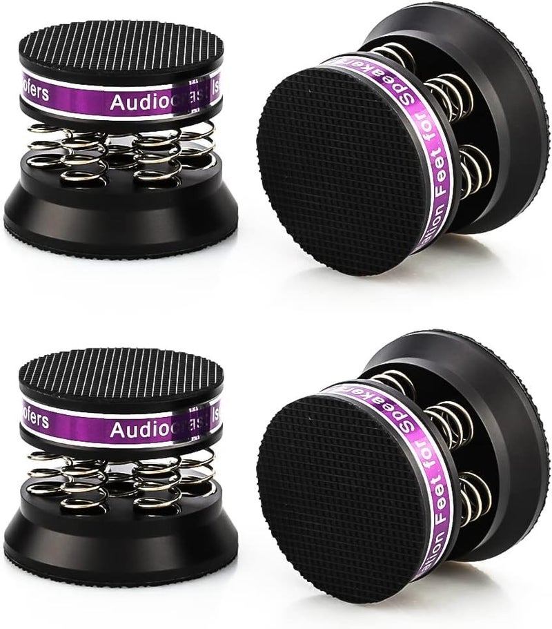 Tertullus 4pcs Spring Speaker Feet Isolation Foot 43mm×38.5mm Stand HiFi Aluminum Shock Absorber Isolation Pads Turntable Dac Feet Pad(Black) - Image 1